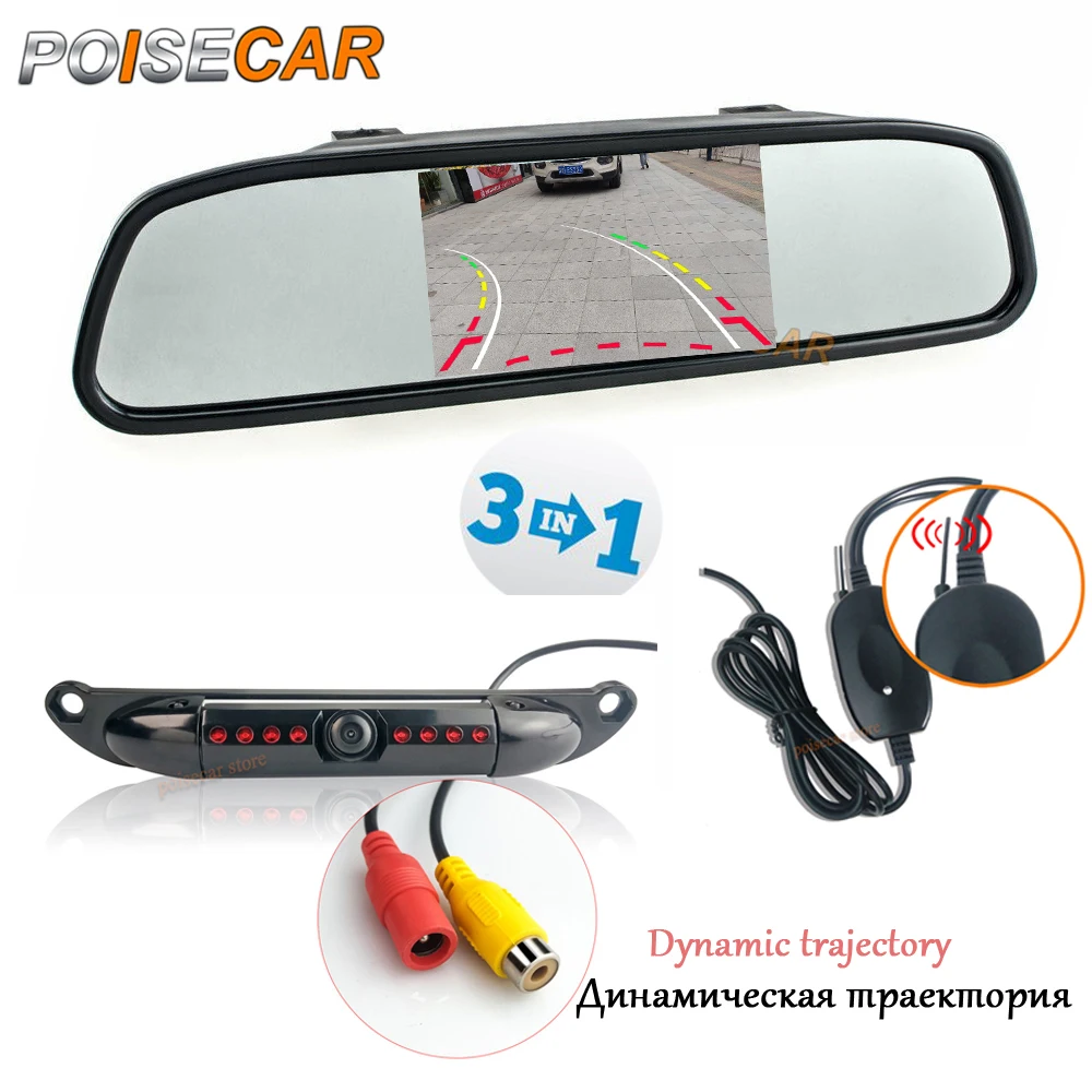

Wireless Short license plate Waterproof 170 Wide Angle Dynamic trajectory Car Rear View Backup Parking Camera 8 IR Night Vision