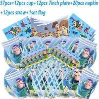 disney woody buzz toys story 4 cutlery kids birthday party decoration supplies disposable tableware supplies paper cups plates