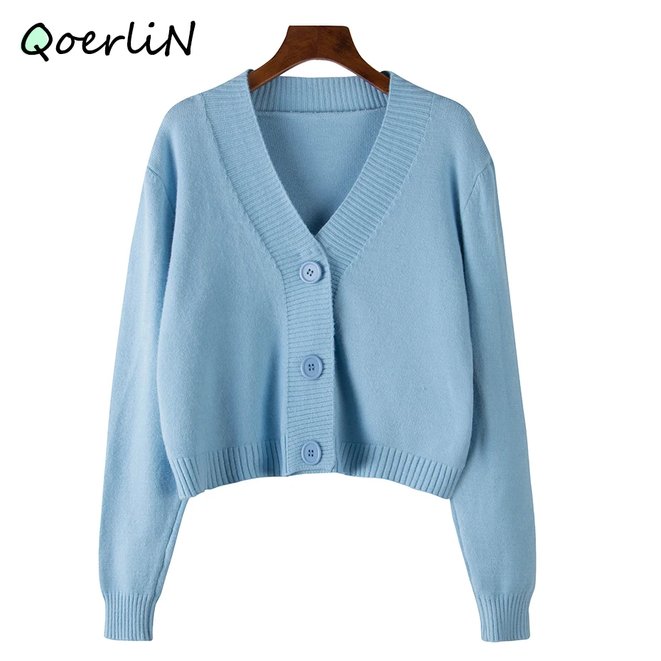 Женский кардиган свитер с v-образным вырезом однотонная свободная вязаная одежда