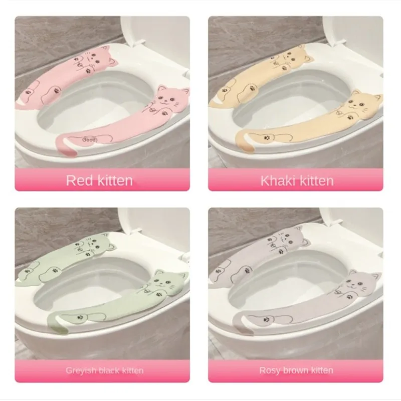 

Бытовая разрезаемая подушка для унитаза, симпатичный мультяшный Кот, адсорбционный тип, Чехол для сидения унитаза, моющаяся креативная под...