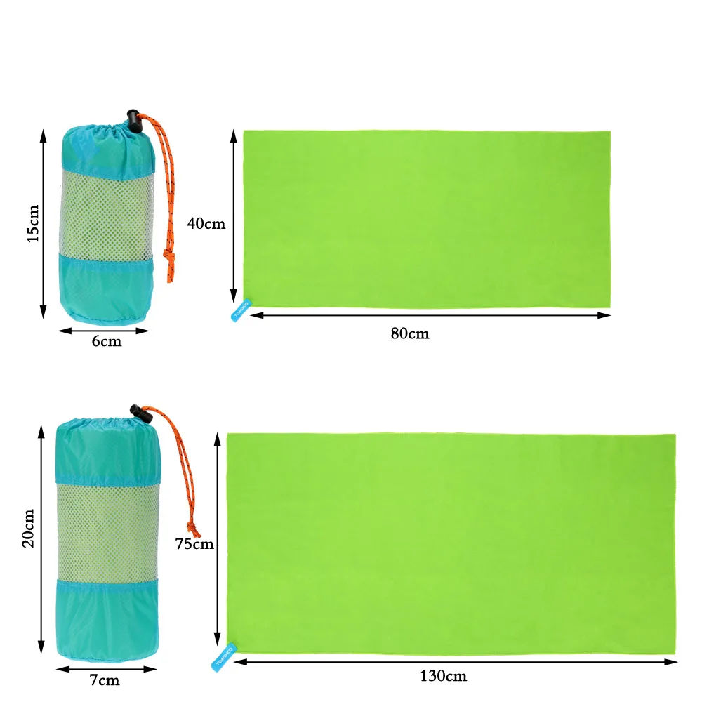 Green 75cm TOMSHOO полотенце для путешествий, плавания, кемпинга, компактное быстросохнущее полотенце из микрофибры, Пляжное банное спортивное полотенце 75*130 см/40*80 см - Цвет: Green 75cm