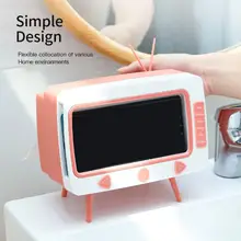 2 In 1 Tv Mobile Phone Stand With Tissue Box Home Simple Cute Cellphone Holder Desktop Decoration 3 Optional Color