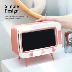 2 in 1 tv mobile phone stand with tissue box home simple cute cellphone holder desktop decoration 3 optional color free global shipping