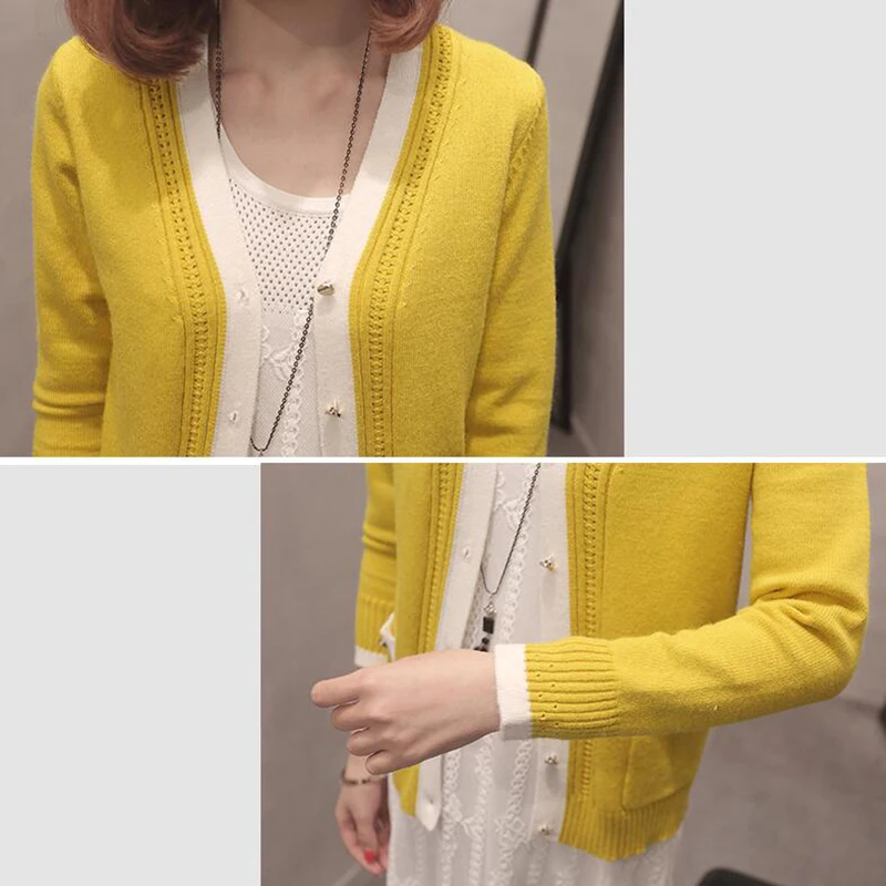

New Autumn 2019 Women Knitted Cardigan Sweater V neck Short Coat Solid Casual Women Cardigans Jacket Single-breasted Outerwear