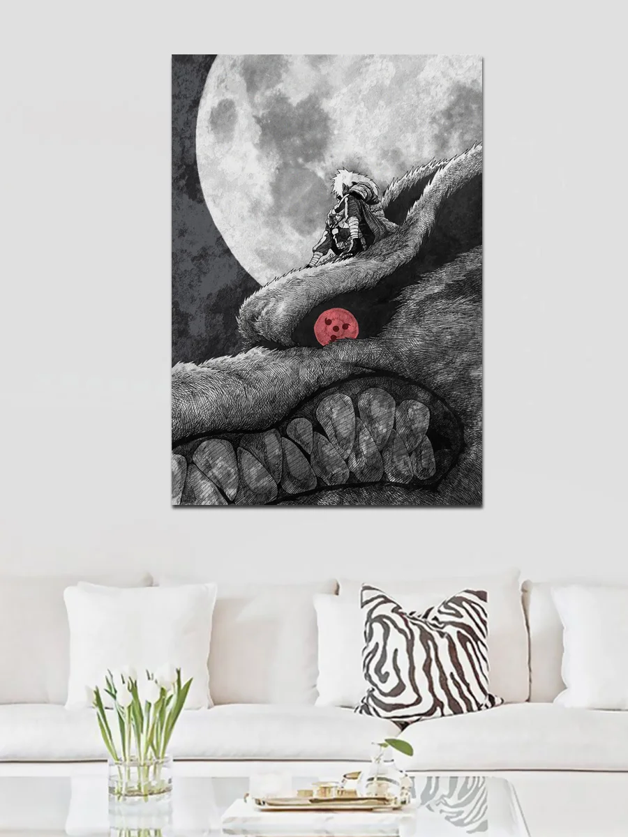 Картина на холсте Учиха Мадара кюби аниме постер из вееровой ткани для гостиной