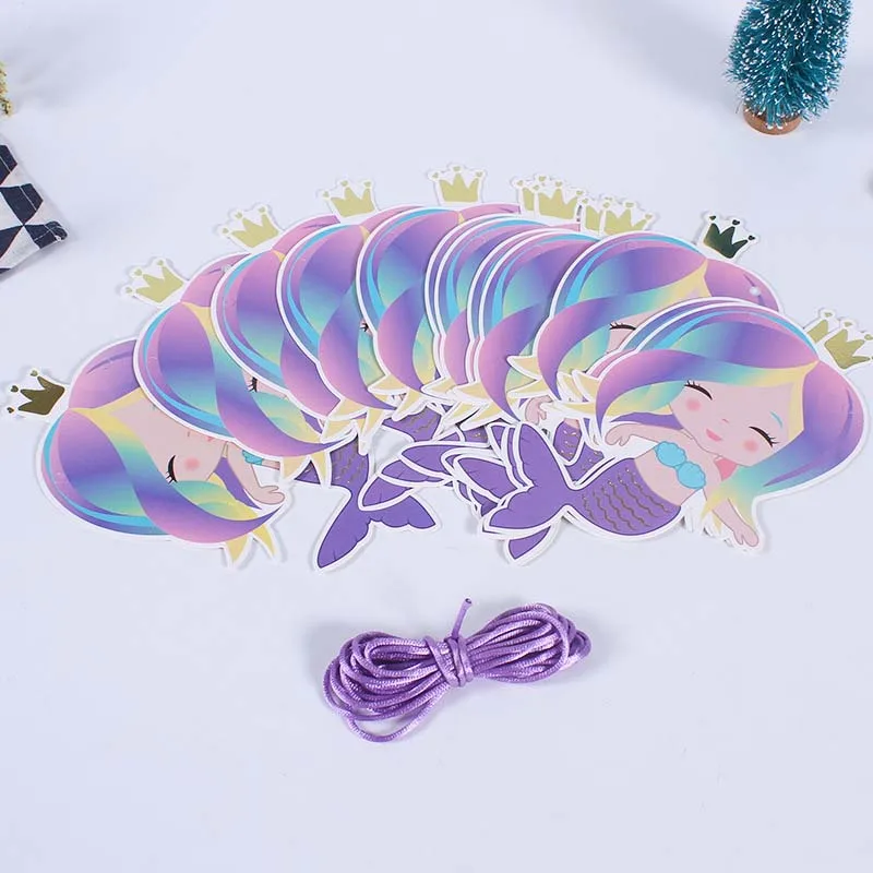 

Cartoon Mermaid Banners Baby Shower Garlands Bunting Party Hanging Flags Wedding Supplies Kids Mermaid Birthday Party Decoration