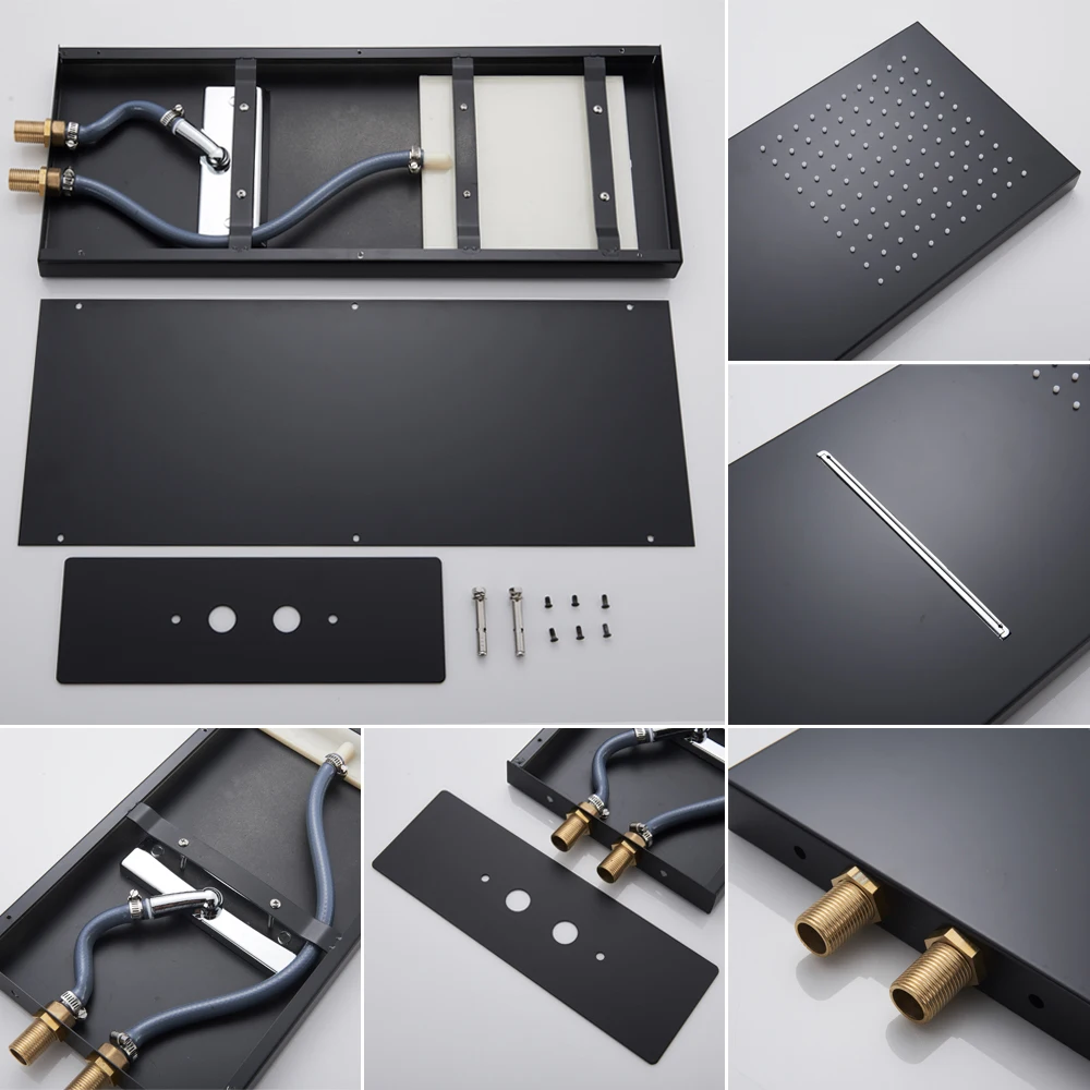 Матовый черный цифровой дисплей смеситель для душа дождь водопад горячей и