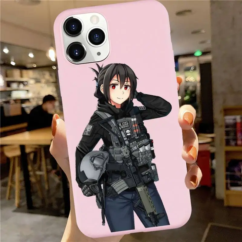 

Fashion anime police girl Anti-fall luxury Phone Case cover Candy Color for iPhone 6 7 8 11 12 s mini pro X XS XR MAX Plus