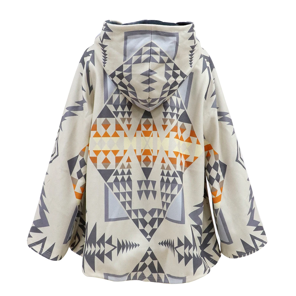

Women Casual Hooded Coat Winter Long Sleeve Printed Warm Overcoat Oversized Jacket Tops Woolen Coat