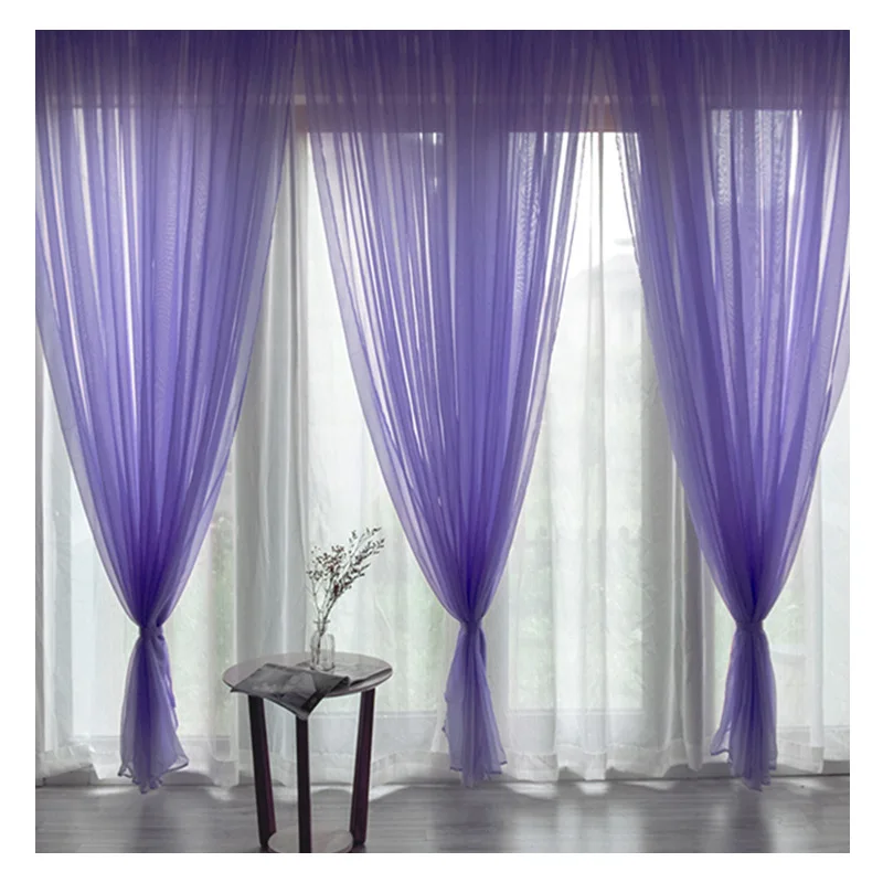 

Luxury European American Style Multicolor Bay Window Screening Solid Color Door Curtains Drape Panel Sheer Tulle for Living Room