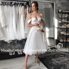 Короткое свадебное платье с открытой спиной, Пляжное, в стиле бохо, а-силуэта, свадебные платья платье невесты из тюля, 2021, на заказ