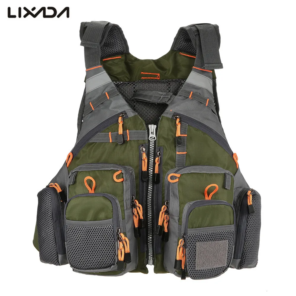 Fly Fishing Vest Регулируемый сетчатый мутил карманный уличный спортивный спасательный