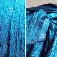 pleated polyester fabric miyake style fold peacock blue diy patchwork background decor skirt shirt dress clothes designer fabric