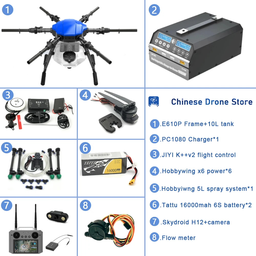 EFT E610 E610P 10 л кг 6-осевой сельскохозяйственный распылитель Дрон сельское хозяйство