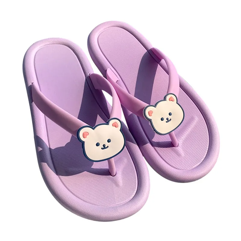 

Student Cute Cartoon Bear Beach Ladies Beach Slippers Summer Hot Sale Non-Slip Wear-Resistant Soft Bottom Comfortable Flip Flops