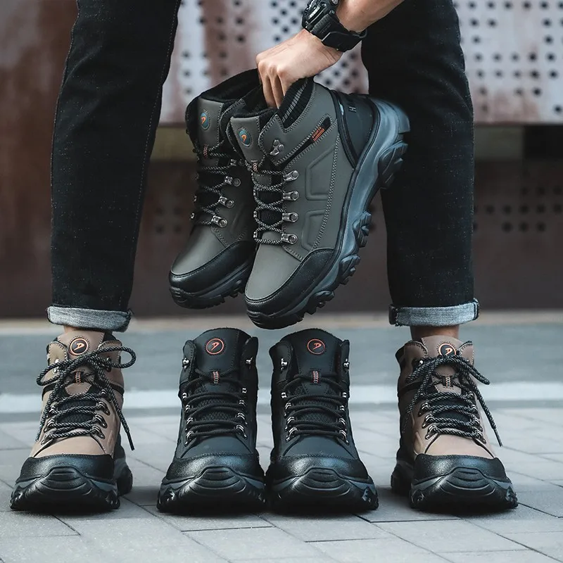 

Men's Outdoor Non-slip Work Shoes Winter Thick Plush Warm Men's Boots Waterproof Hiking Boots Men's Casual Hiking Shoes