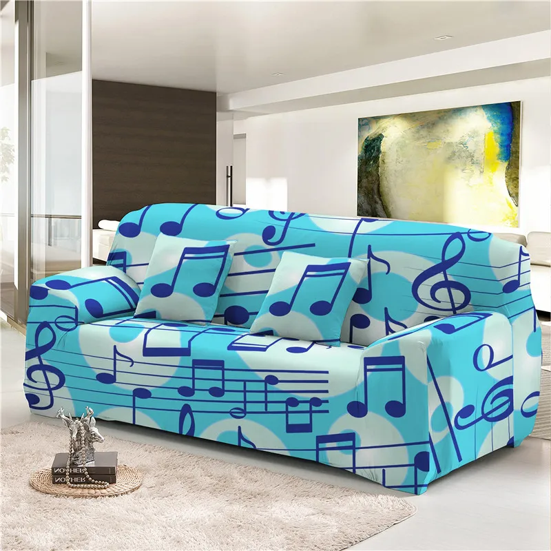 

Universal Music Note Printed Sectional Sofa Covers Stretch Slipcover Elastic Sofa Towel For Living Room 1/2/3/4 Seater