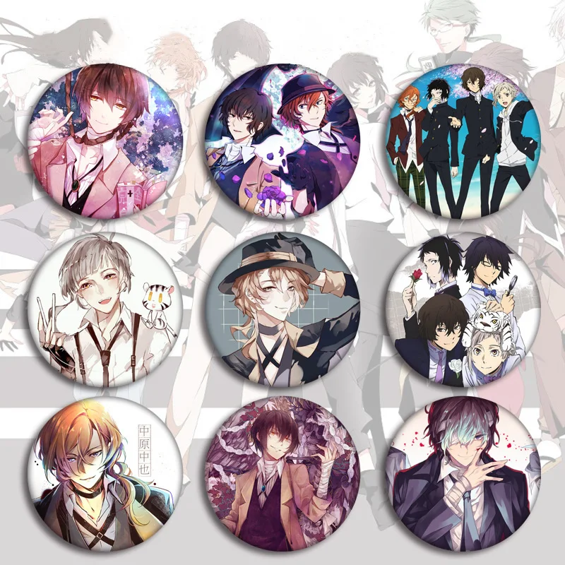 

Anime Bungou Stray Dogs Badges on a Backpack Anime Icons Pins Jewelry Cosplay Bedge Bags Badge Button Brooch Pin Gift