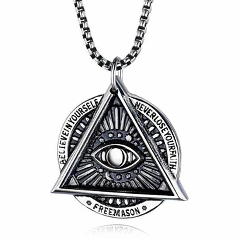 

HNSP God Eyes Llluminati Pendant Chain Necklace For Men Male