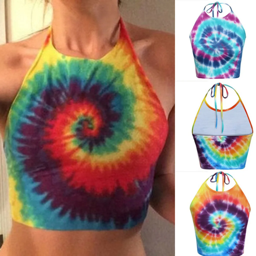 Летний жилет топы модные женские с лямкой на шее без рукавов рубашка галстук