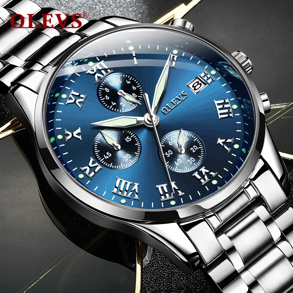 

Кварцевые наручные часы с световой OLEVS Для мужчин часы классические календарь Для мужчин s Бизнес Сталь часы Relogio Masculino GX-5569