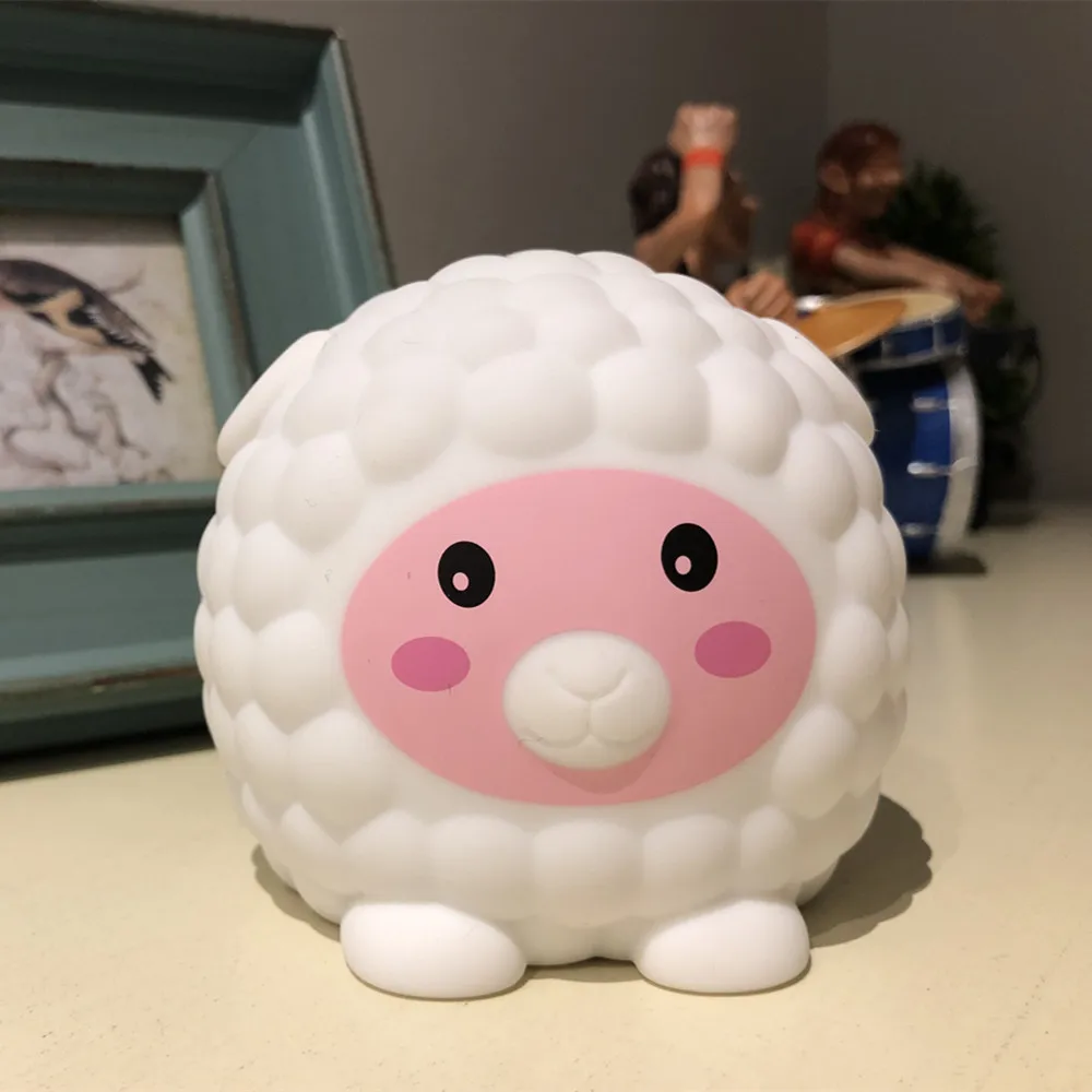 Светодиодный ночсветильник в виде овцы с сенсорным датчиком цветная силиконовая