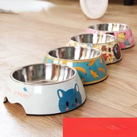 pet cat bowl puppy cat stainless steel food bowl double melamine dog bowl dog bowl anti overturning drinking bowl pet supplies