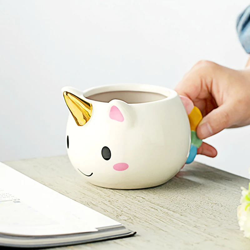 Распродажа носорог кружка Радуга чашка cuenity 3D единорог керамическая кофейная
