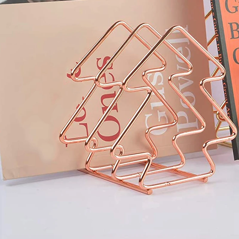 

File Sorter Organizer 5 Section Book Ends azine Holder Rack Desktop Book Stand for Home,Office (Rose Gold)