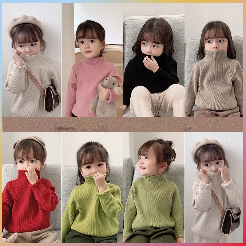 1 to 7 Years Baby Girls Knitted Sweater 2020 Spring Winter Autumn Wear Long Sleeve Warm Solid 6 Colors Kids Toddler Sweater Top