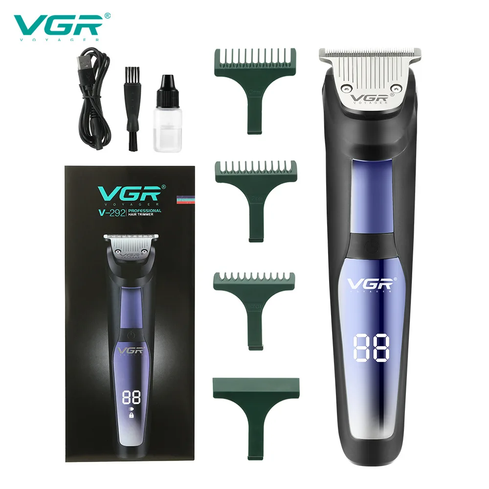 

Vgr Waterproof Hair Clipper Electric LED Display Barber Tool Clipper Shaving Hair Carving Oil Head Push Scissors 292