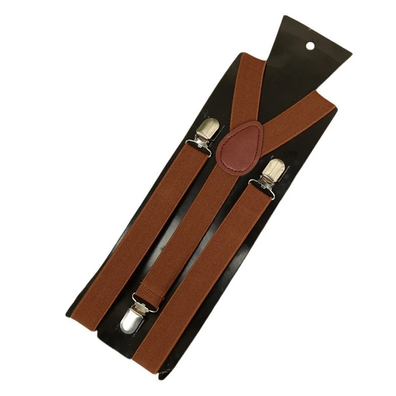 

Unisex Clip on Suspender Elastic Y-Shape Back Formal Adjustable Braces, Brown