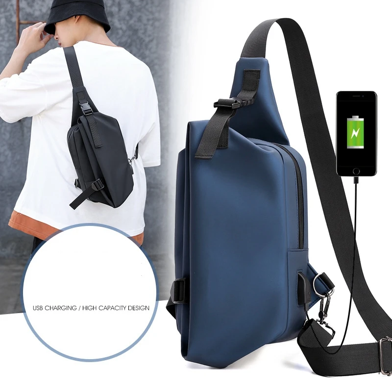 Weysfor Men Messenger Bag Shoulder Oxford Chest Bags Crossbody Casual Messenger Bags Man USB Charging Multifunction Handbag
