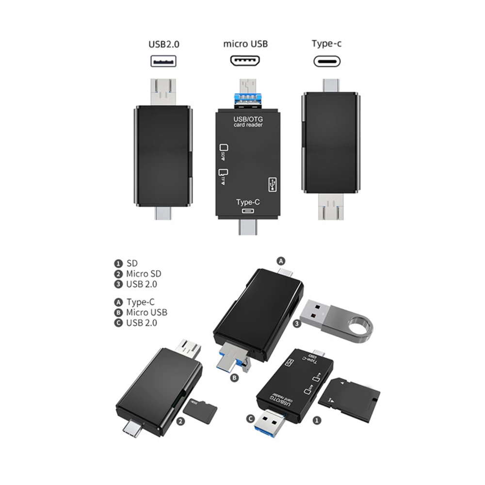 кард ридер usb2 0 micro usb 20 тип c sd карта micro sd tf 6