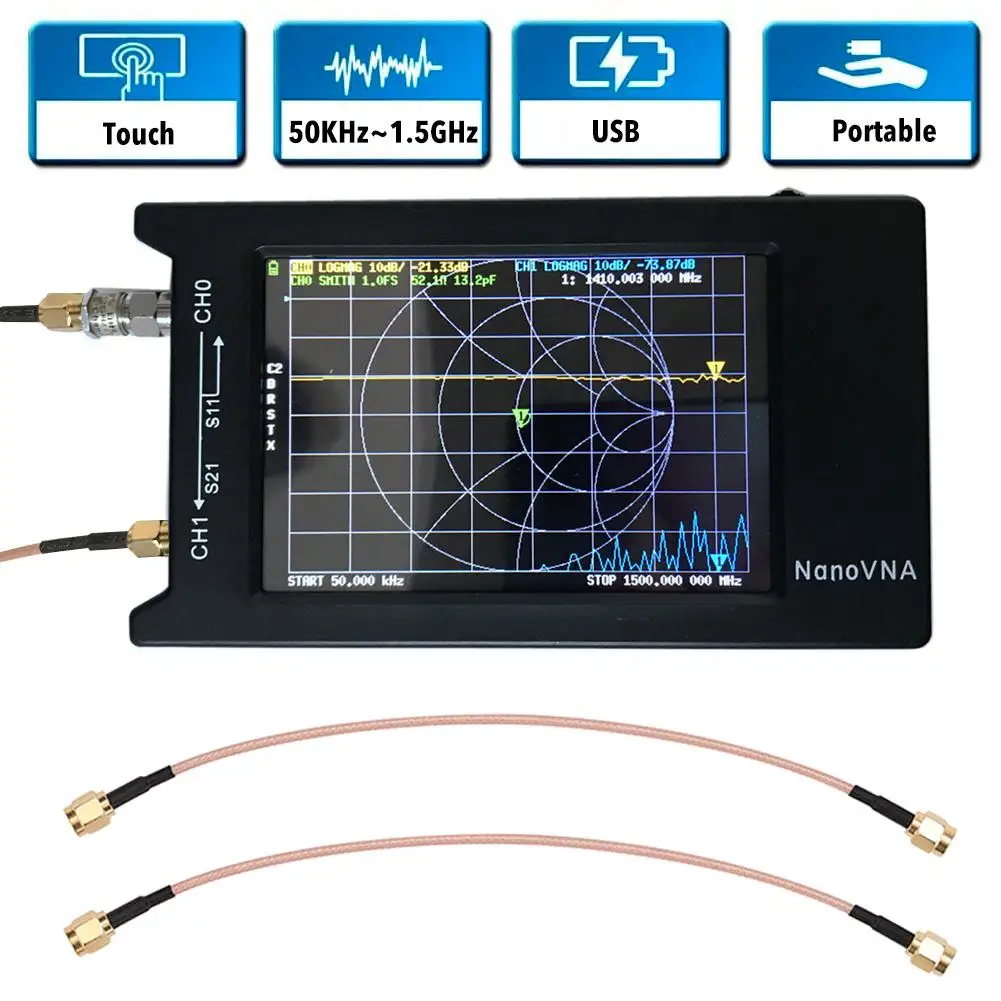 

Vector Network Analyzer HF VHF UHF 1.5GHz Antenna Analyzer Digital LCD Display Touching Screen Standing Wave Measuring Instrumen