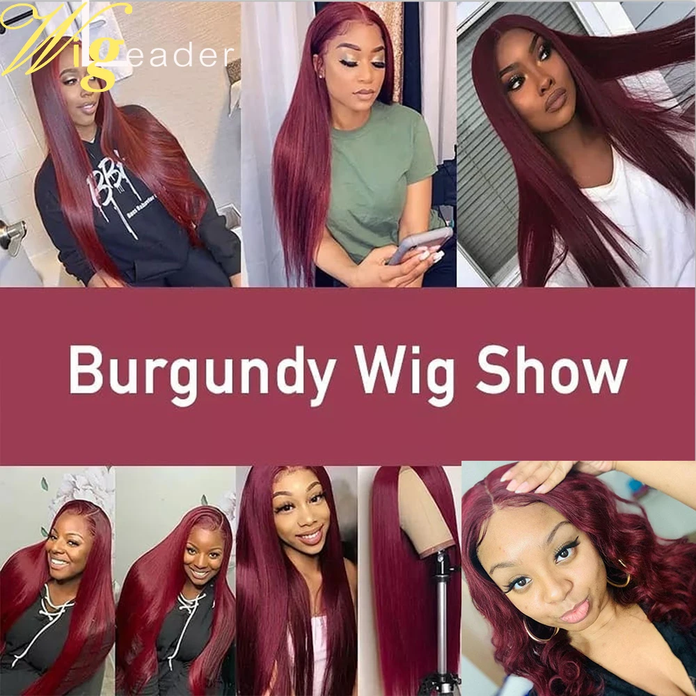 Волосы Wigleader цвета Бургунди Remy T часть парики на сетке спереди предварительно