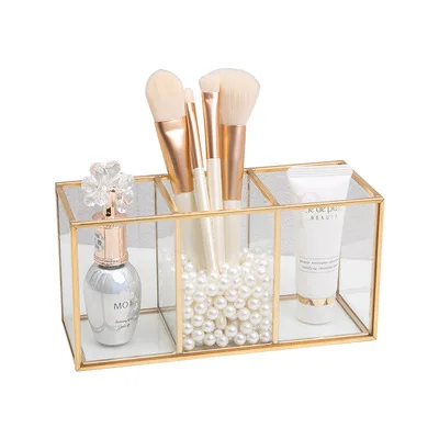 

Simple And Creative Separation Makeup Brush Storage Tube Transparent Glass Beauty Appliances Desktop Brush Finishing