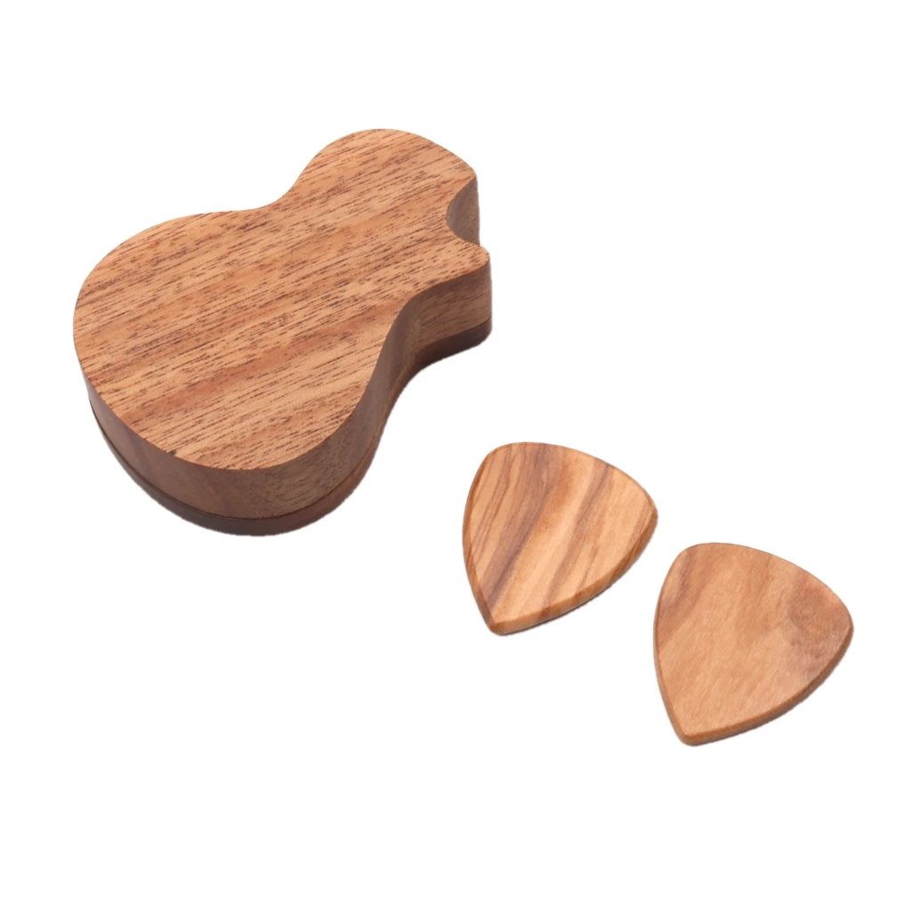 

Durable Wooden Guitar Picks with Box Case Musical Instrument Accessory