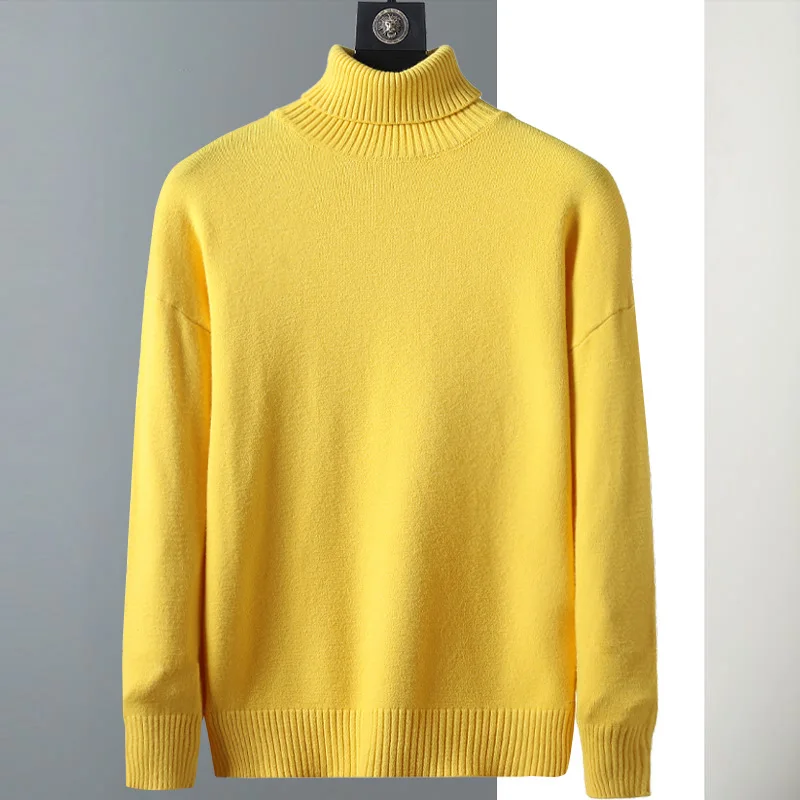 

Boy Autumn Winter Men's High Neck Sweater Fashion Soild Color Pullovers Long Sleeve Kintted Male Tops Casual Basic Clothes
