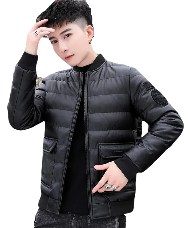 2021 Men's Winter Men Parkas Horn Button Deer Velvet Leather Coat Mid-length Thick Warm Snow Coat
