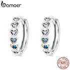 Bamoer, серьги в форме сердца, Стерлинговое Серебро 925 пробы, штабелируемые радужные циркониевые пряжки для ушей, для женщин и девочек, изысканные ювелирные изделия, DIY подарки