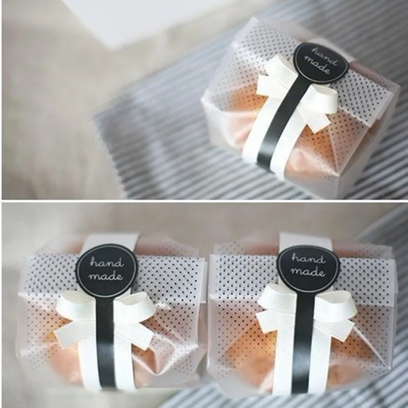 

Composite Biscuit Bag White Black Dot Toast Bread Bag Baking Packaging Bag Convenient And Durable 100pcs K9store