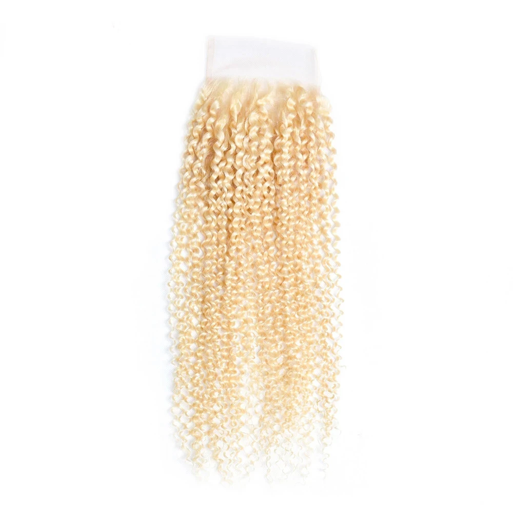 

5*5 Silk Top Human Hair Lace Closure Curly Light Blonde Silk Base Lace Closure with Baby Hair Virgin Human Hair Extensions #613