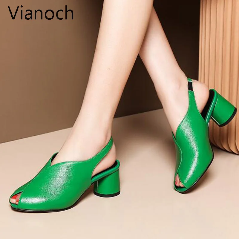 Новинка Модные женские Босоножки на каблуке с открытым носком Летняя обувь Туфли