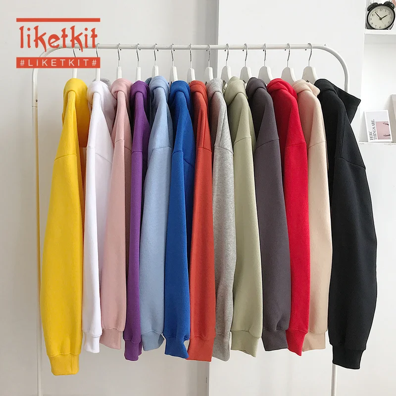 Liketkit мужские осенние зимние толстовки с капюшоном для мужчин и женщин, однотонный простой теплый пуловер с капюшоном, свободная уличная одежда для пар, 13 цветов