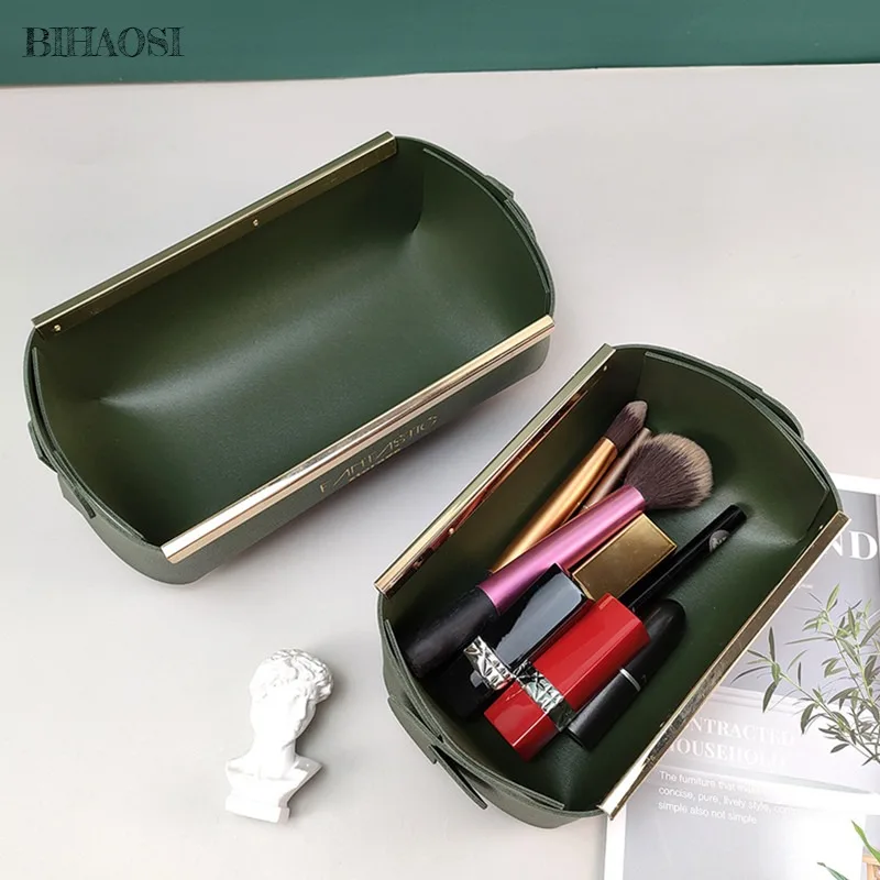 Металлическая декоративная коробка для хранения из искусственной кожи Бытовая