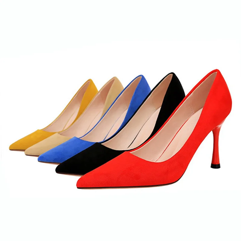

Women Pumps High Heels Woman Shoes Heels Flock Stiletto Ladies Shoes Bridal Wedding Shoes Thin Heels Shoes Women Chaussure Femme