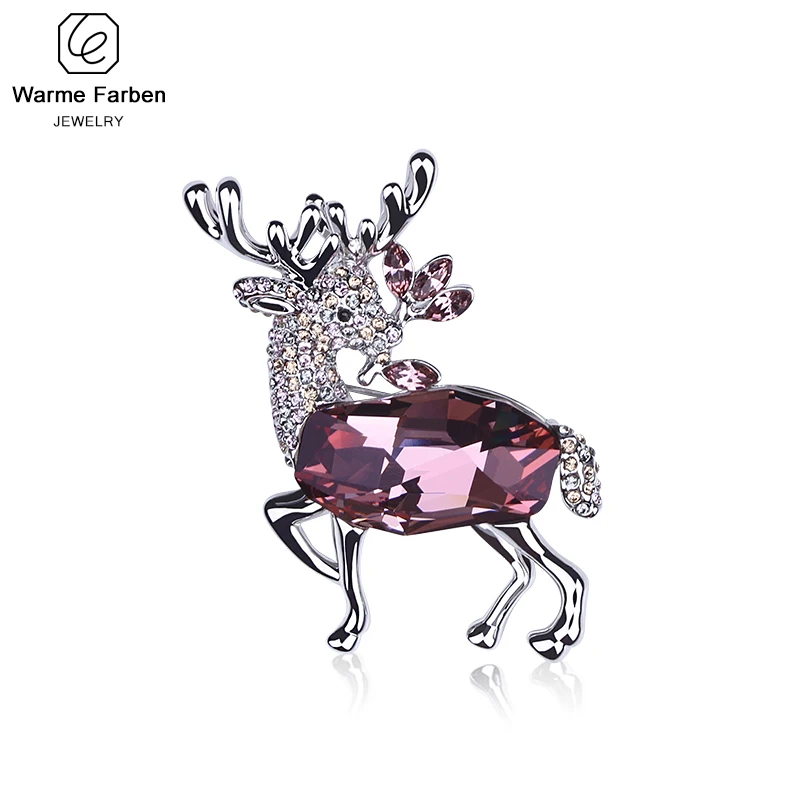 Christmas Series Brooches Women Crystal From Swarovski Sika Deer Sweater Suit Scarves Pins Fashion Accessories | Украшения и
