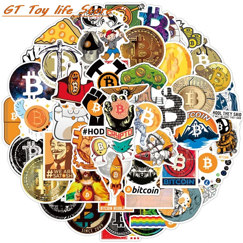 

B50 шт. стикер Биткоин sLaptop, гитара, мотоцикл, багаж, скейтборд, велосипед, водонепроницаемая наклейка, детские игрушки