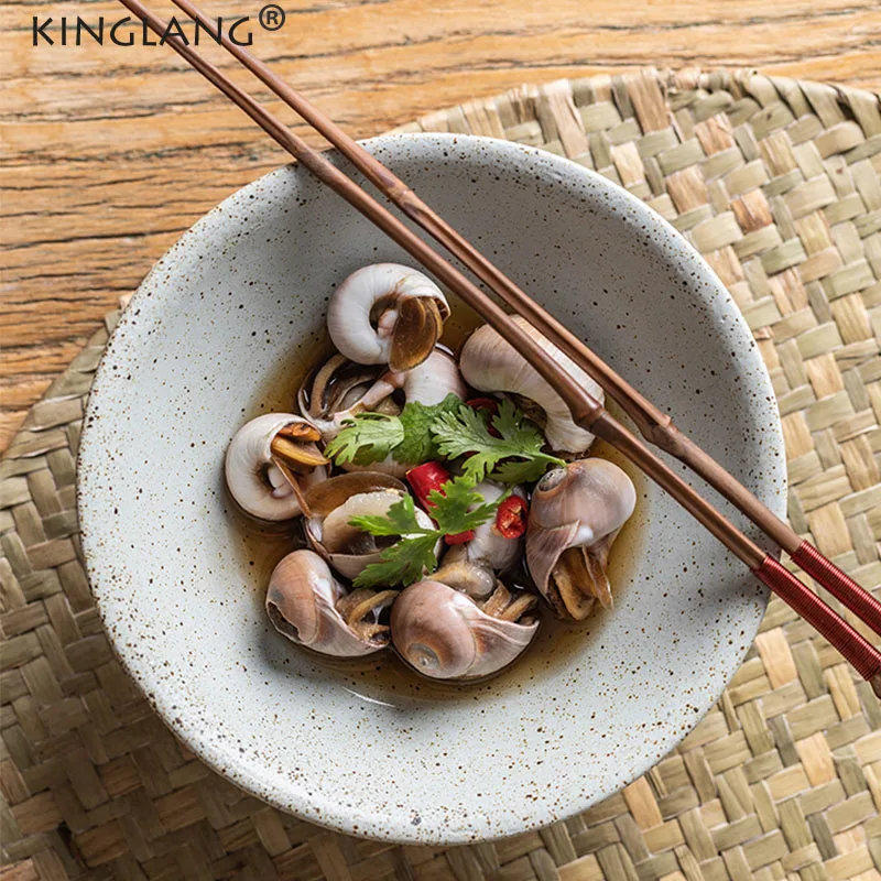 

KINGLANG NEW Japanese Ramen Bowl Retro Bowl Rice Bowl Household Dish Single Noodle Bowl Commercial Ceramic Bowl